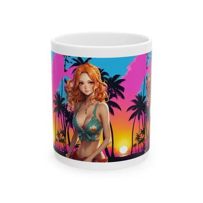 Summer Vibes |  Beach | Miami | Fun | Cute | Playful | HD Graphic | Coffee | Tea | Hot Chocolate | Ceramic Mug | 11oz