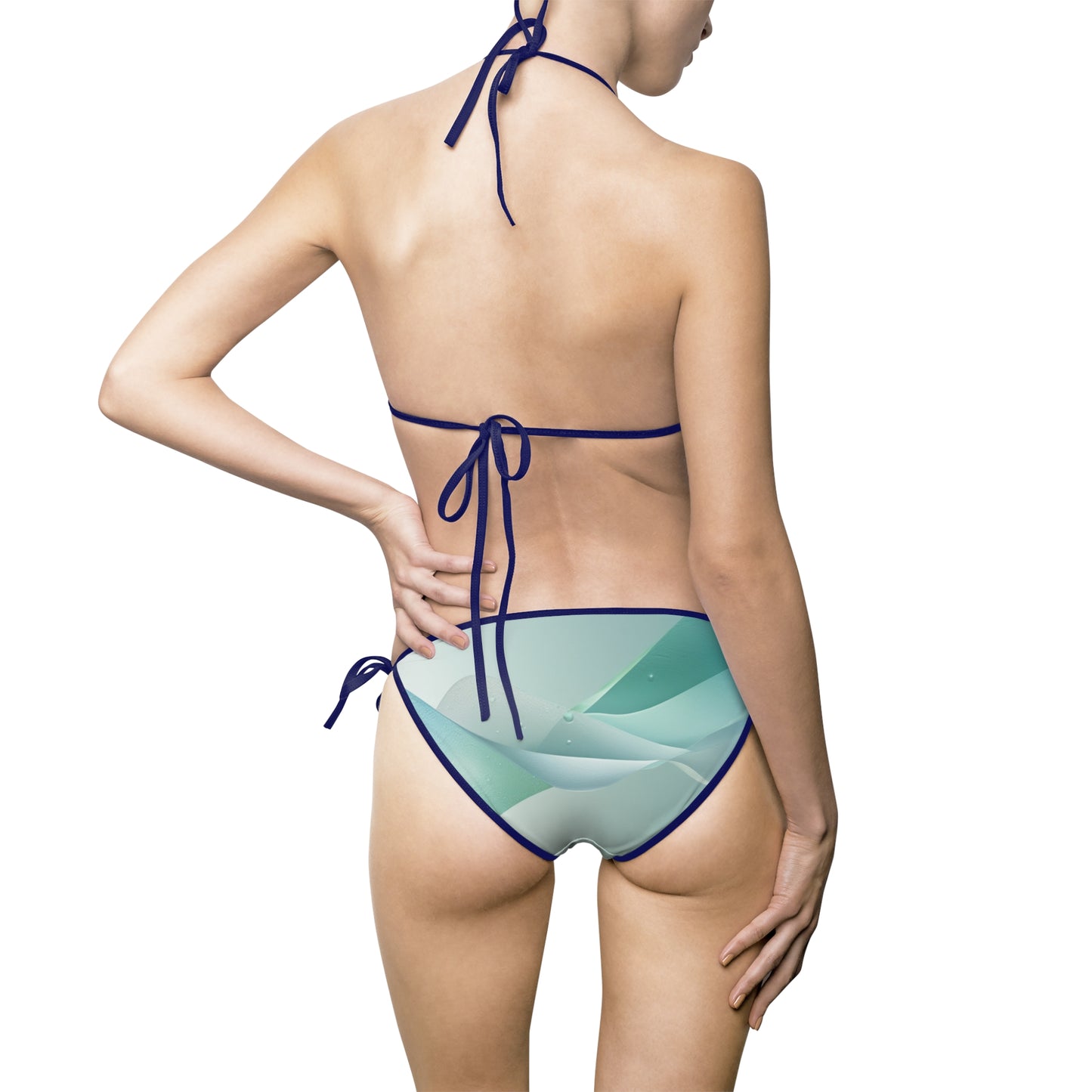 Aqua Wave Design Women's Bikini Swimsuit - Perfect for Beach Days and Summer Vacations