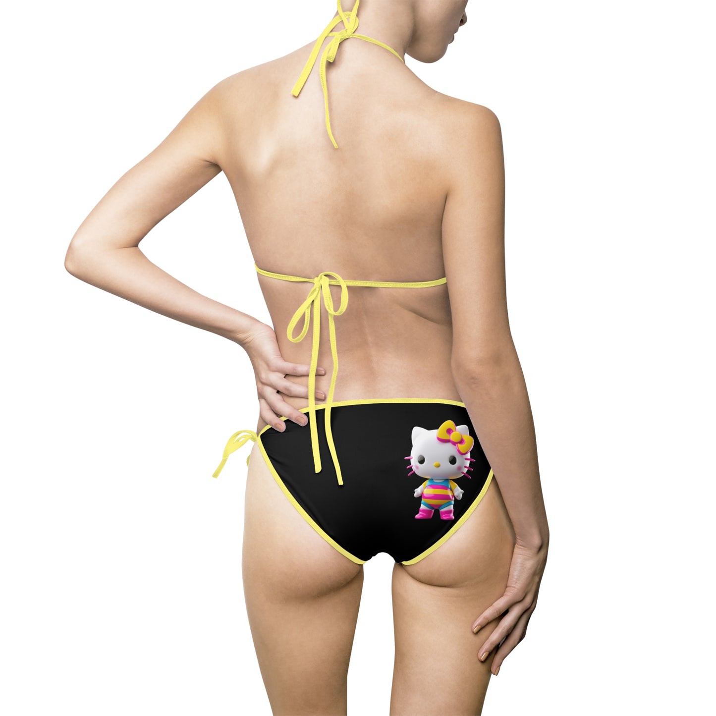 Blue Print Cute Kitty Women's Bikini Swimsuit - Cute Cat Print Swimwear for Summer Fun