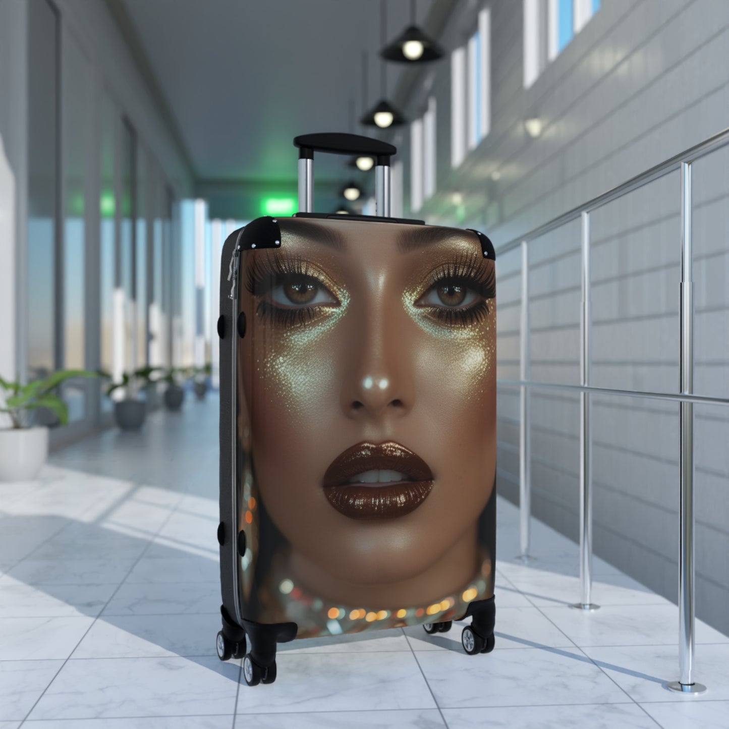 Glamorous Face Design Suitcase - Stylish Travel Luggage for Fashion Lovers