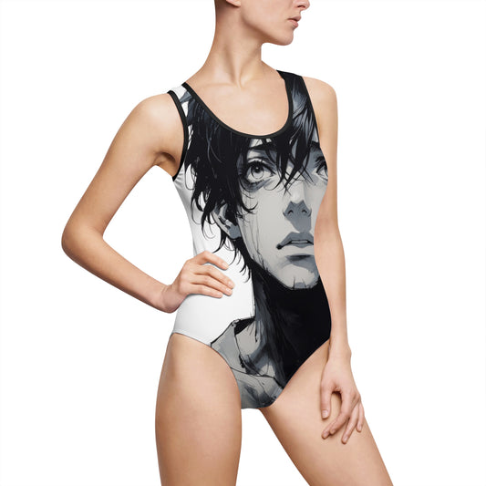 Artistic Women One-Piece Swimsuit - Bold Design for Beach Days