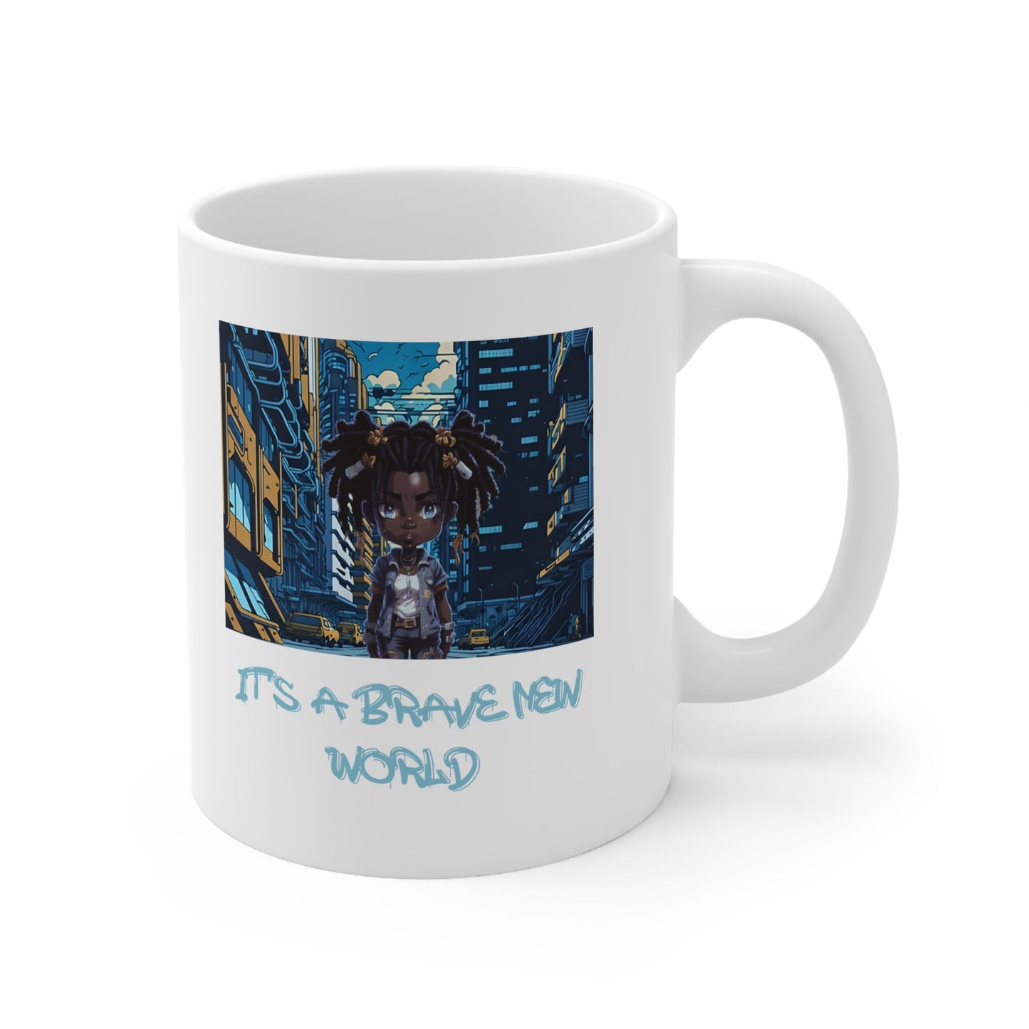 Brave New World | Black Girl Magic | Anime | HD Graphic | Trendy | Artwork | Coffee | Tea | Hot Chocolate | 11oz | White Mug
