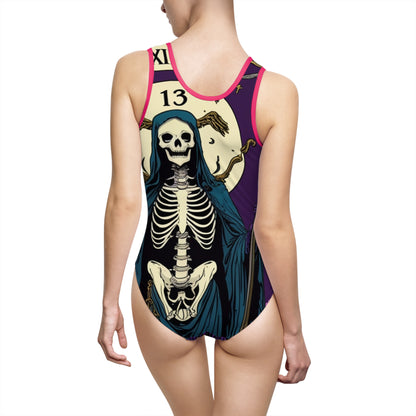 Skeleton Witch Women's One-Piece Swimsuit - Halloween Inspired Swimwear
