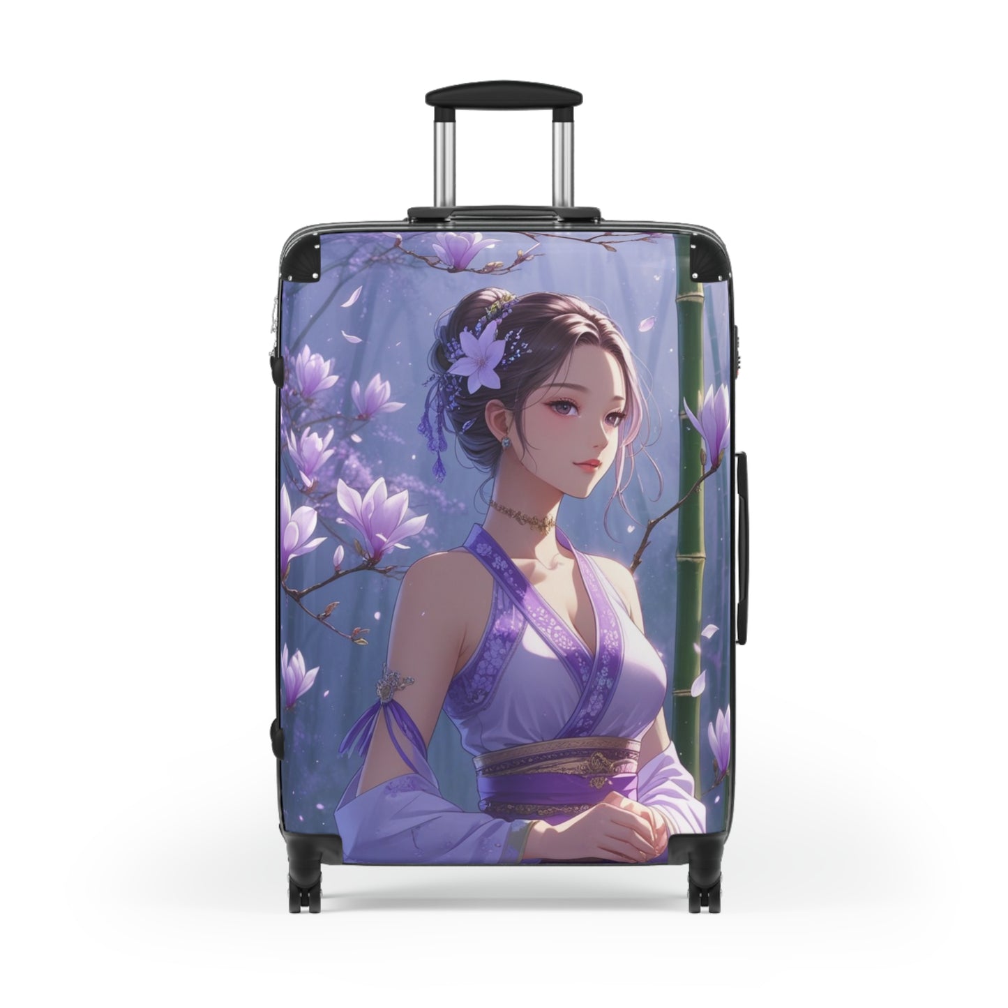 Serene Floral Art Suitcase - Stylish Travel Luggage for Women