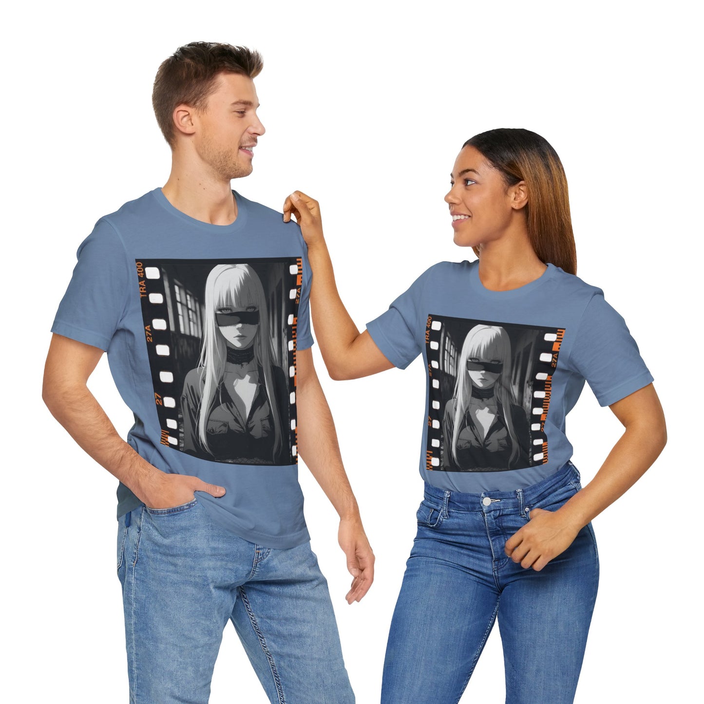 Vintage Style Unisex Jersey Tee with Edgy Filmstrip Design