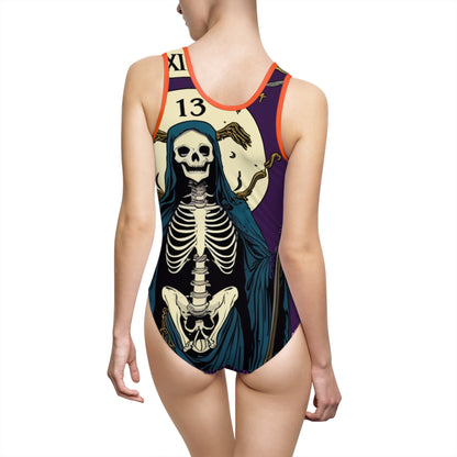 Skeleton Witch Women's One-Piece Swimsuit - Halloween Inspired Swimwear