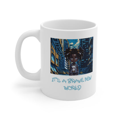 Brave New World | Black Girl Magic | Anime | HD Graphic | Trendy | Artwork | Coffee | Tea | Hot Chocolate | 11oz | White Mug