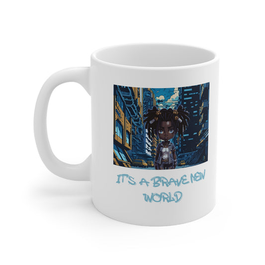Brave New World | Black Girl Magic | Anime | HD Graphic | Trendy | Artwork | Coffee | Tea | Hot Chocolate | 11oz | White Mug