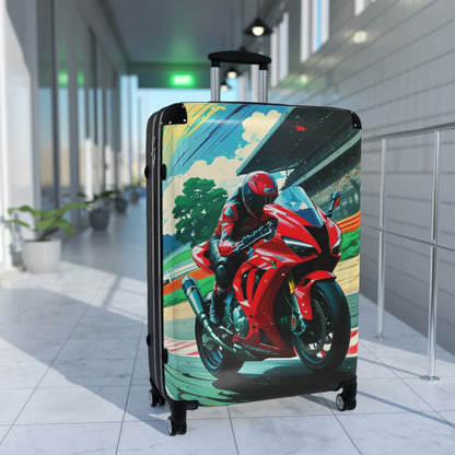 Motorcycle Racer Design Suitcase - Perfect for Adventurers and Travel Enthusiasts