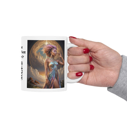 Morning Glory | HD Graphic | Black Woman | Goddess Vibes | Artistic | Coffee | Tea | Hot Chocolate | 11oz | White Mug