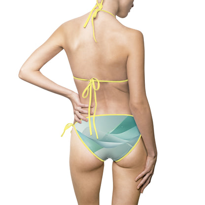 Aqua Wave Design Women's Bikini Swimsuit - Perfect for Beach Days and Summer Vacations