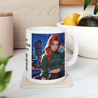 Always Up To No Good | Anime | City Girl | Red Head | Coffee |  Tea |  Hot Chocolate | 11oz