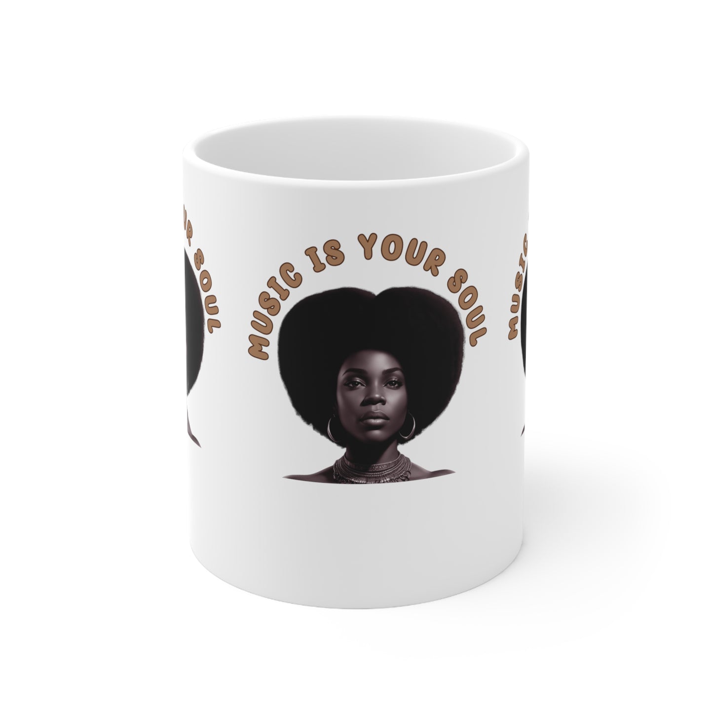 Music Is Your Soul | Afro | Woman | Teevolution | Afrocentric | Coffee | Tea | Hot Chocolate | Ceramic Mug | 11oz