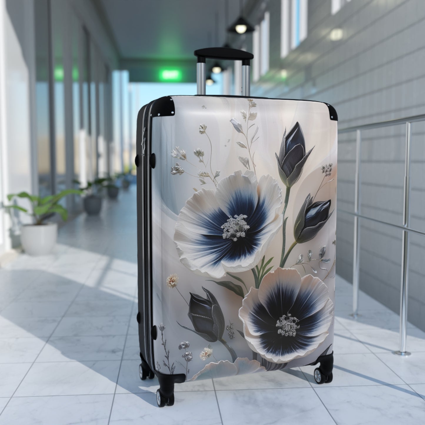 Floral Travel Suitcase - Elegant Carry-On for Stylish Journeys