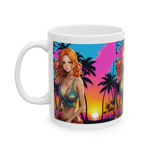 Summer Vibes |  Beach | Miami | Fun | Cute | Playful | HD Graphic | Coffee | Tea | Hot Chocolate | Ceramic Mug | 11oz