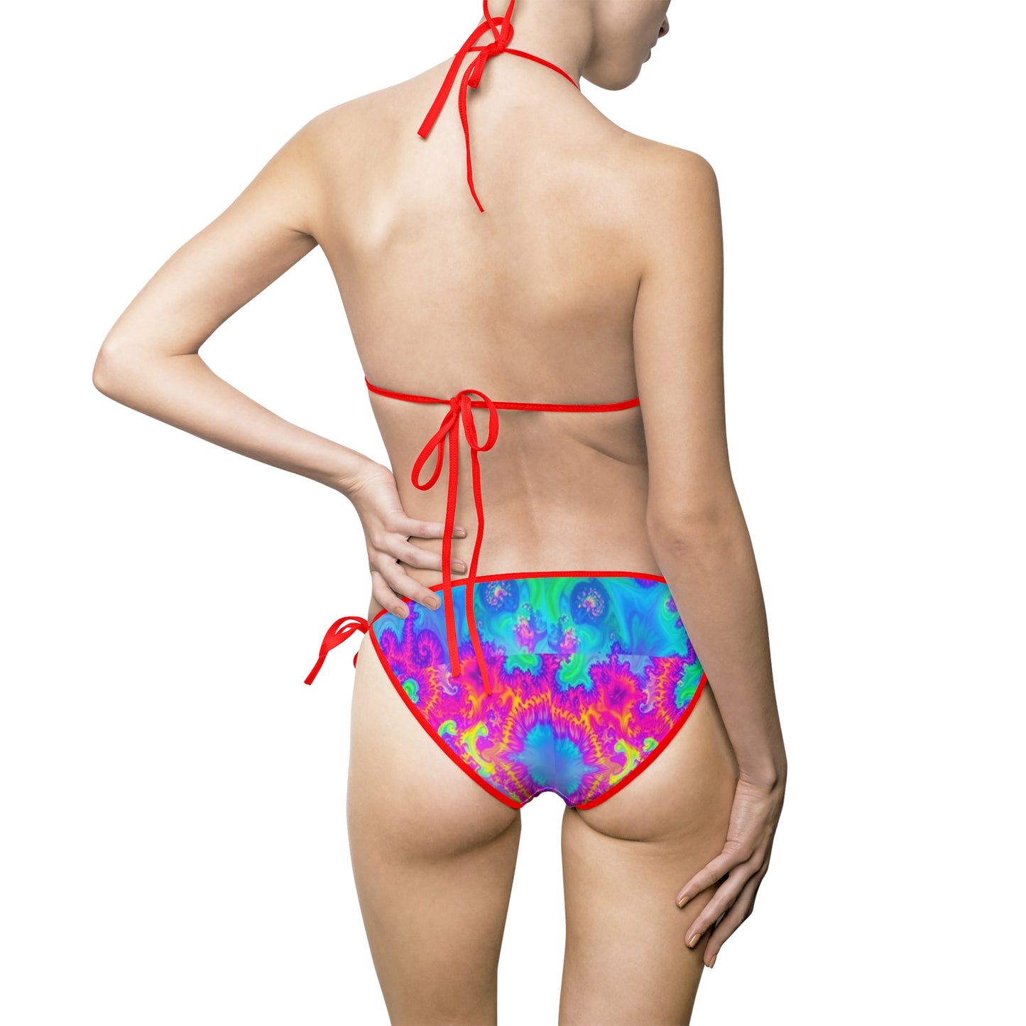 Psychedelic Tie-String Bikini Swimsuit for Women - Colorful Summer Beachwear