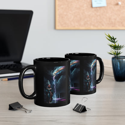 Lightning Crashes |  Anime Gift | Fantasy Girl | Nature's Fury | Sci Fi | Futuristic | HD Graphics | Coffee | Tea | Hot Chocolate | 11oz | Black Mug