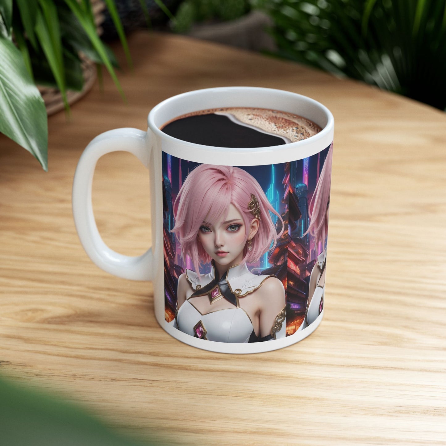 Kawaii Desu | Cute | Anime | CGI | Gamer | Fantasy Girl | Geek Gift | HD Graphics | Weeb | Waifu | Coffee | Tea | Hot Chocolate | Ceramic Mug | 11oz