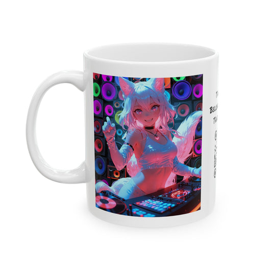 Last Night A DJ Saved My Life | HD Graphic | Rave | Party | Fox | Coffee | Tea | Hot Chocolate | 11oz | White Mug