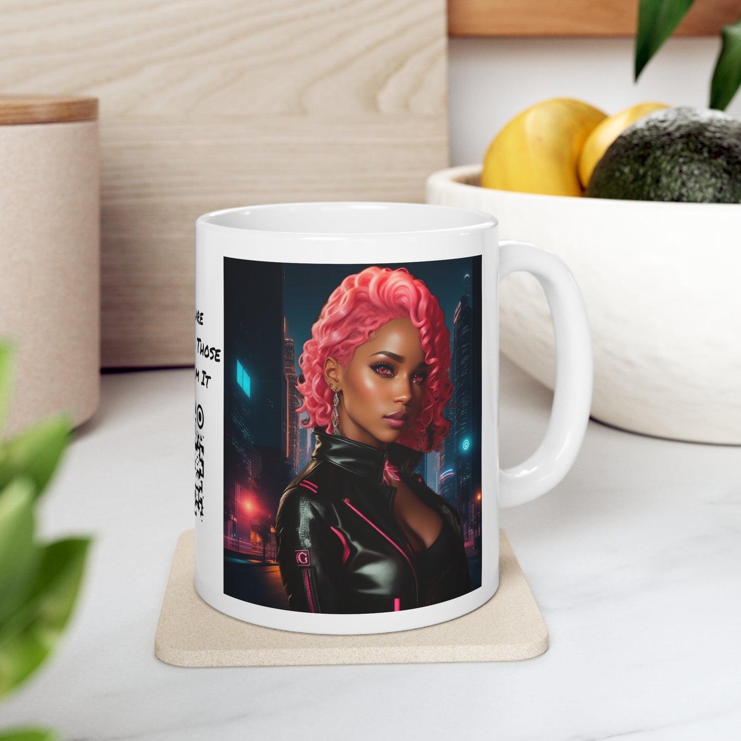 Pink Panthress | Anime Gift | Fantasy Girl | City Lights | Sci Fi | Futuristic | HD Graphics | Coffee | Tea | Hot Chocolate | Ceramic Mug | 11oz