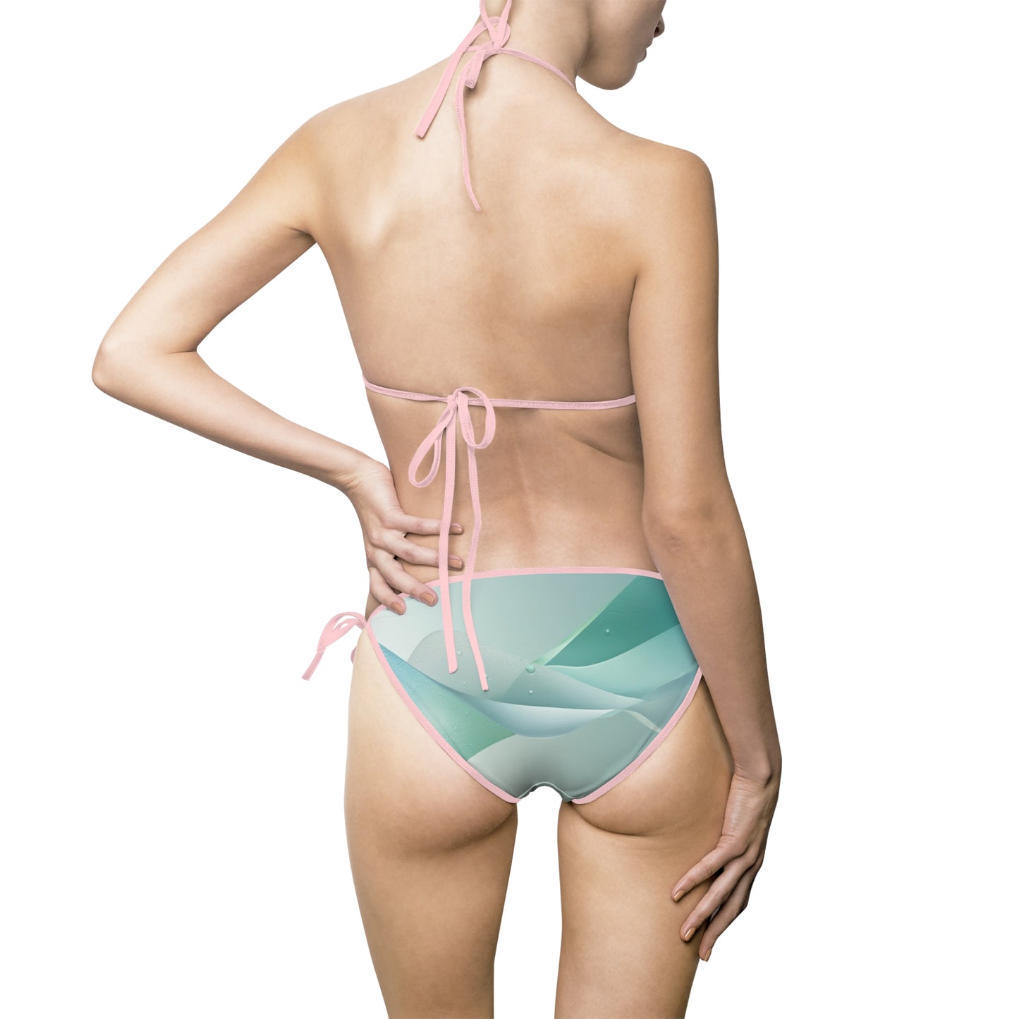 Aqua Wave Design Women's Bikini Swimsuit - Perfect for Beach Days and Summer Vacations