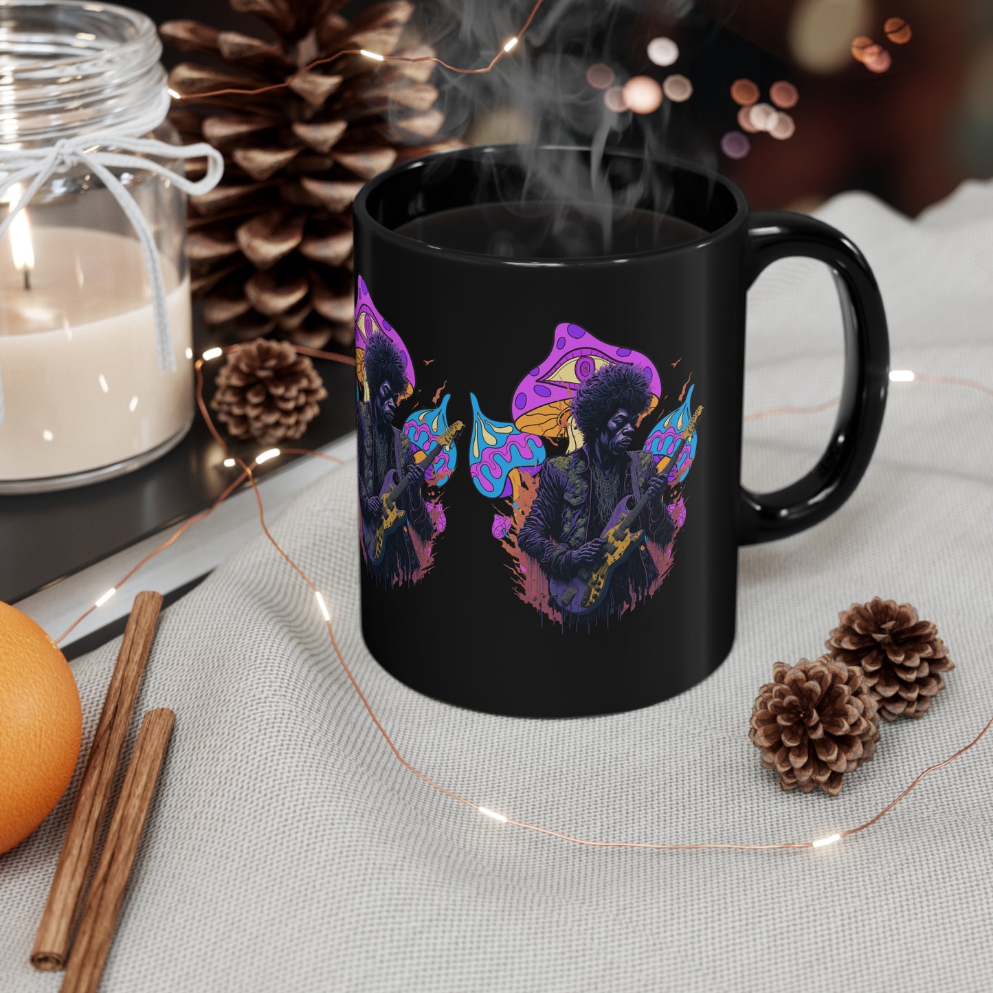 Axe Murderer | Guitar Hero | Psychedelic | Mushroom | Trippy | Coffee | Tea | Hot Chocolate | Tee | T-Shirt | 11oz | Black Mug