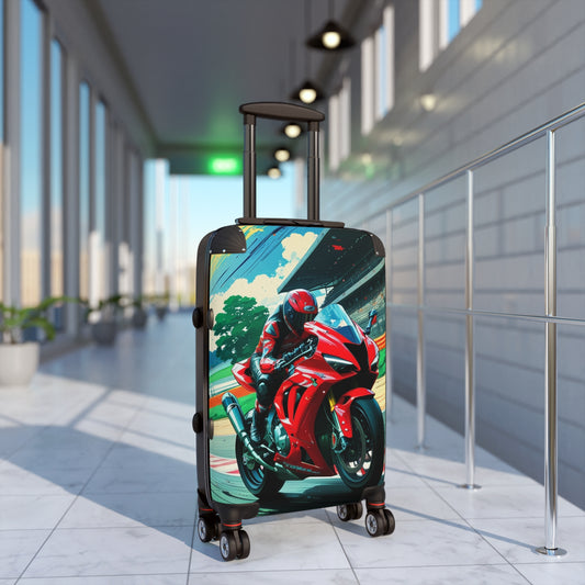 Motorcycle Racer Design Suitcase - Perfect for Adventurers and Travel Enthusiasts