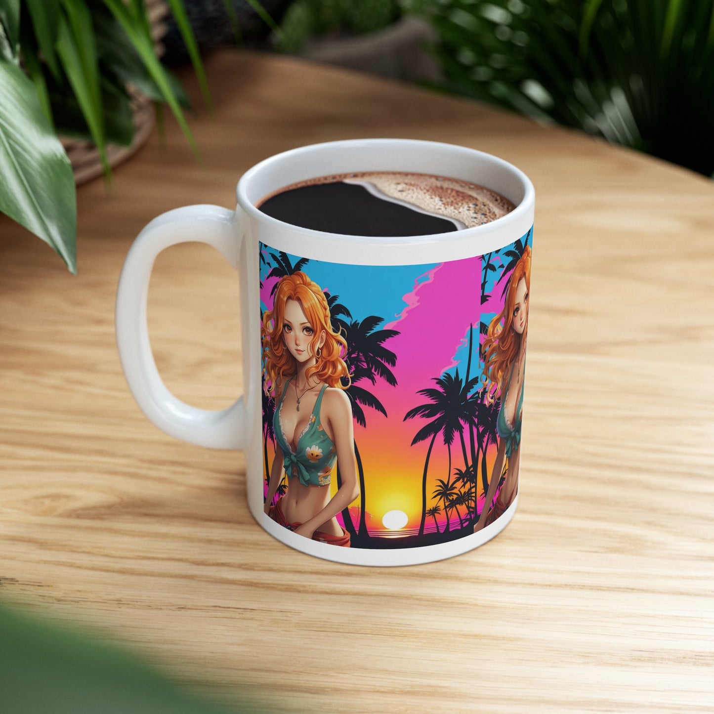 Summer Vibes |  Beach | Miami | Fun | Cute | Playful | HD Graphic | Coffee | Tea | Hot Chocolate | Ceramic Mug | 11oz