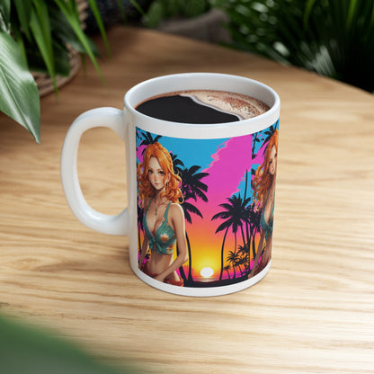 Summer Vibes |  Beach | Miami | Fun | Cute | Playful | HD Graphic | Coffee | Tea | Hot Chocolate | Ceramic Mug | 11oz