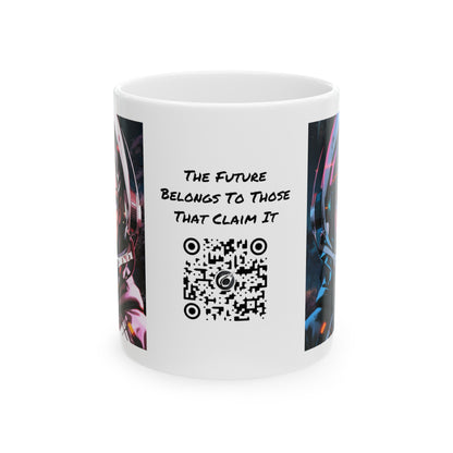 Starlit Stunner | HD Graphic | Sci-Fi | Anime | Woman Astronaut |  Coffee | Tea | Hot Chocolate | 11oz | White Mug