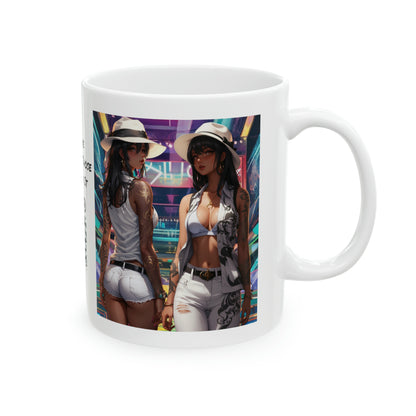 Girls Night Out | HD Graphic | Anime Style | Party | 2 Girls 1 Shirt | Coffee | Tea | Hot Chocolate | 11oz | White Mug