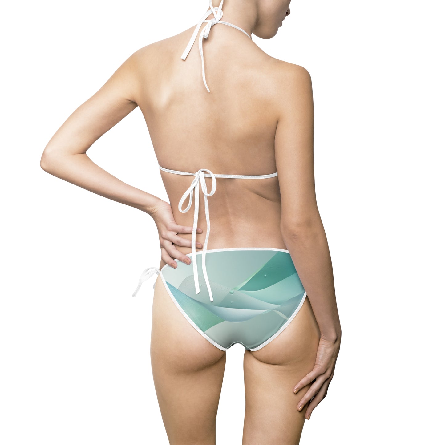 Aqua Wave Design Women's Bikini Swimsuit - Perfect for Beach Days and Summer Vacations