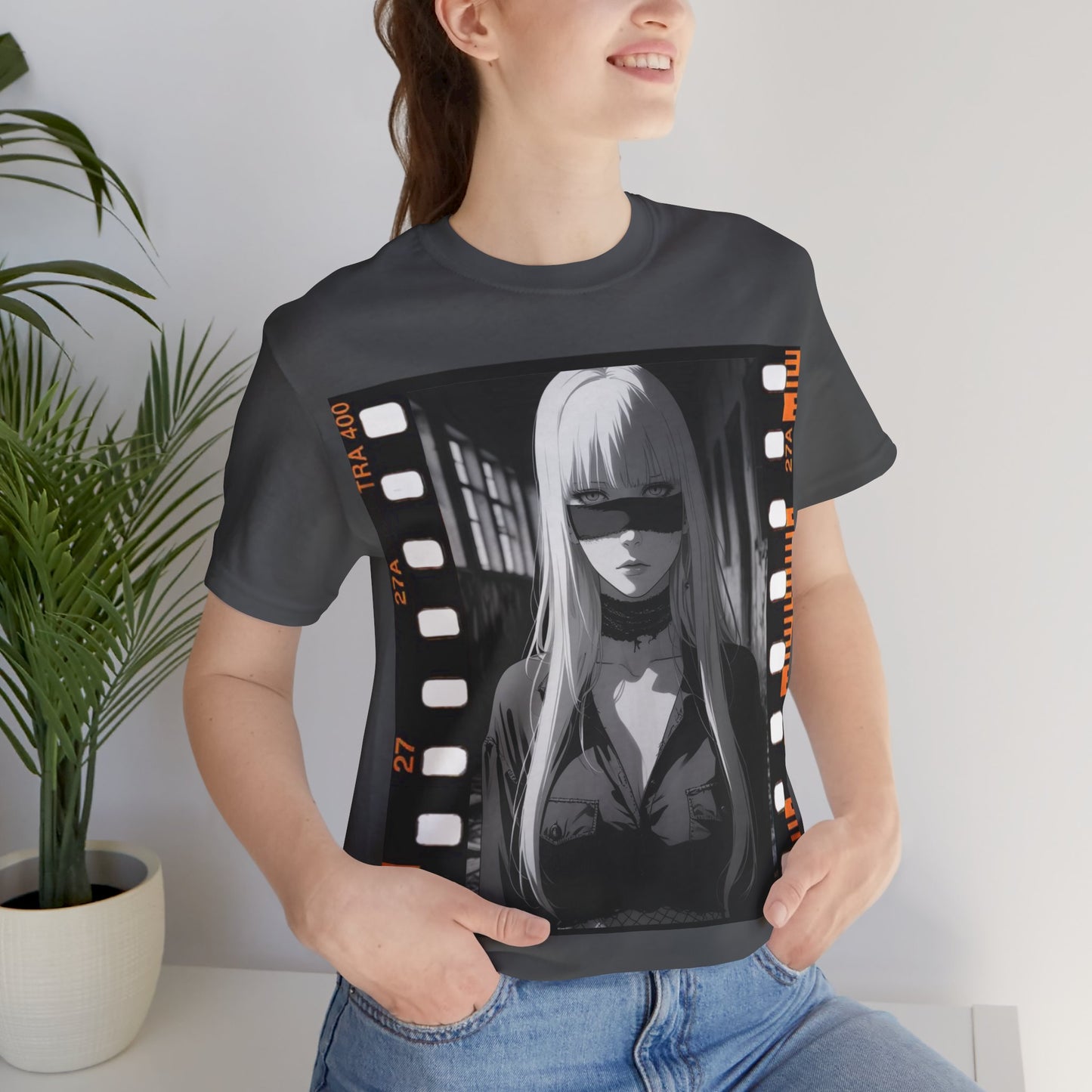 Vintage Style Unisex Jersey Tee with Edgy Filmstrip Design