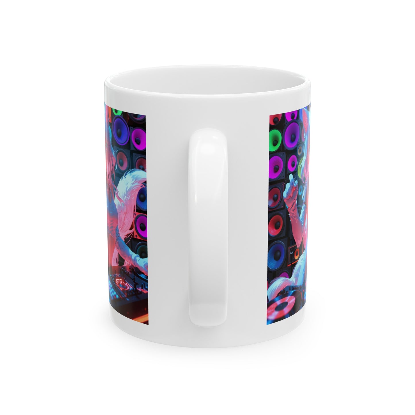 Last Night A DJ Saved My Life | HD Graphic | Rave | Party | Fox | Coffee | Tea | Hot Chocolate | 11oz | White Mug