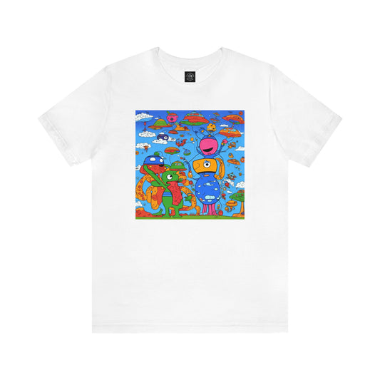 Abstraction | Abstract | Art | Colorful | Trendy | Graphic | Funny | UFO | Aliens | Tee | T-Shirt | Unisex | Men's | Women's |Short Sleeve