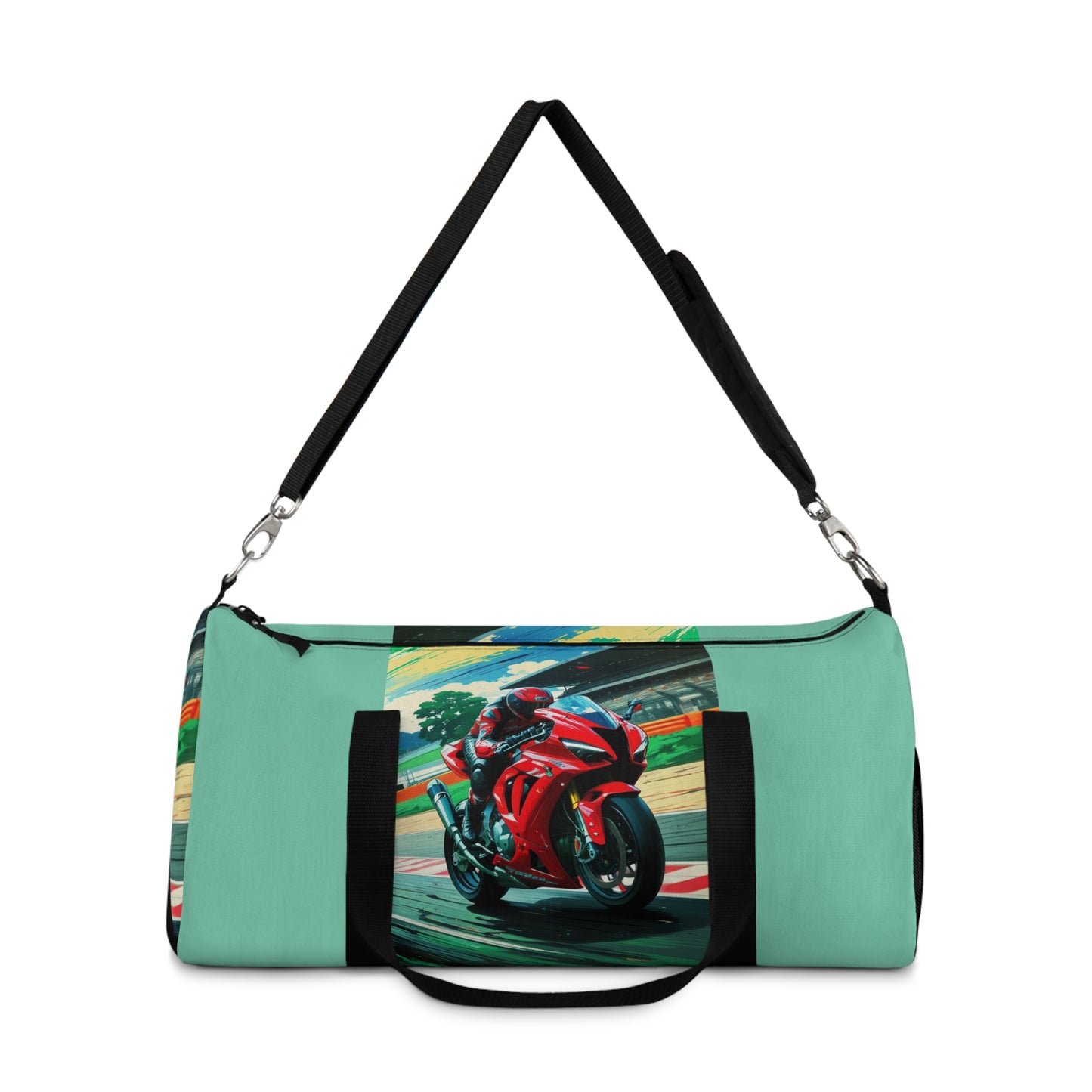 Motorcycle Racer Duffel Bag - Sporty Travel Gym Bag for Bike Enthusiasts