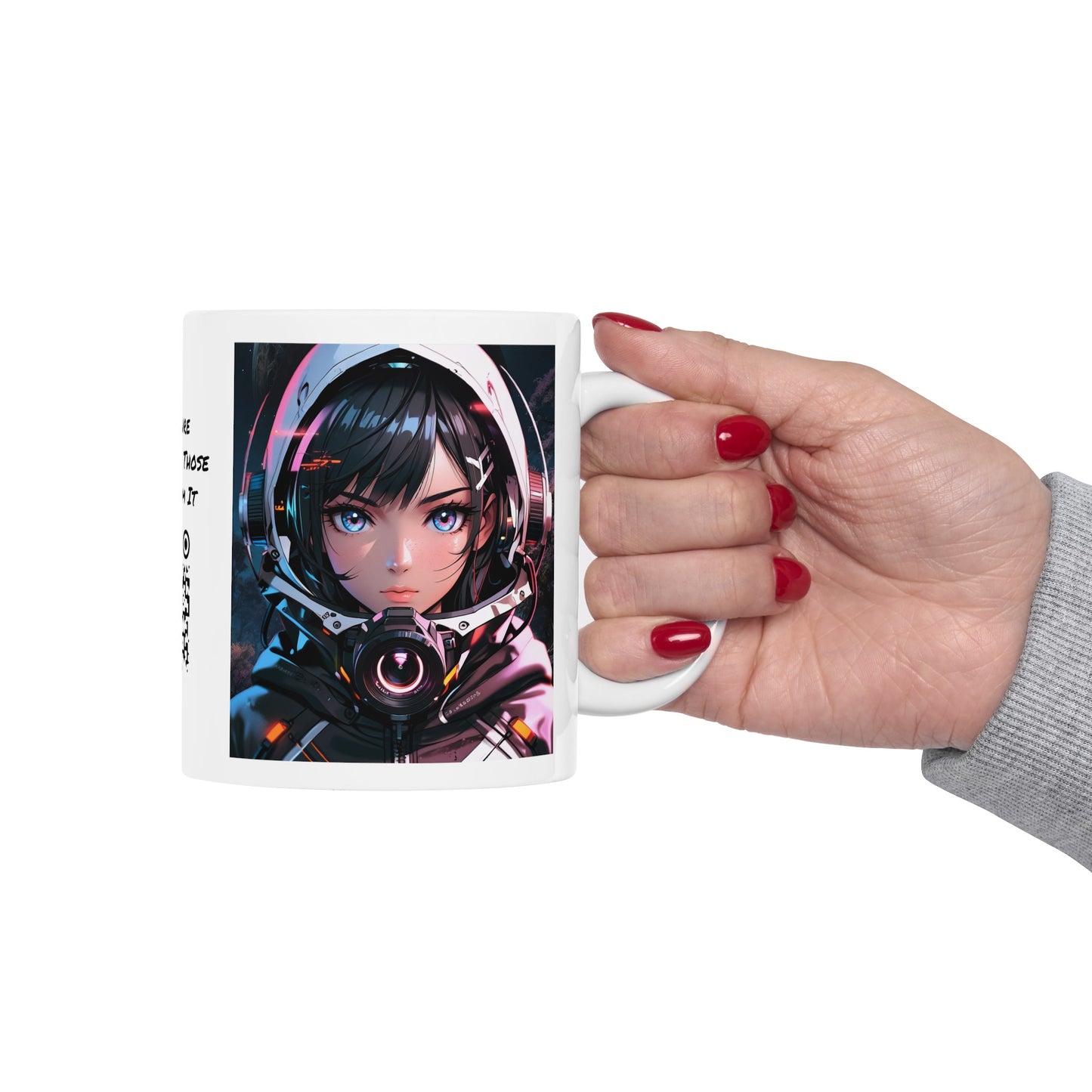 Starlit Stunner | HD Graphic | Sci-Fi | Anime | Woman Astronaut |  Coffee | Tea | Hot Chocolate | 11oz | White Mug