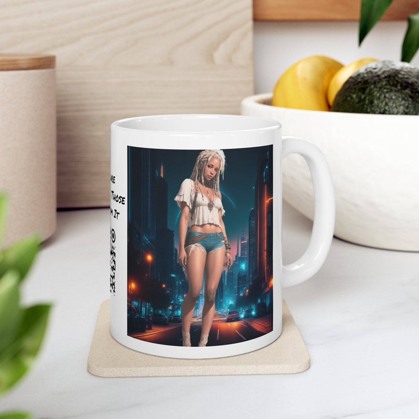 Night Shoot | Anime Gift | Fantasy Girl | City Lights | Sci Fi | Futuristic | HD Graphics | Coffee | Tea | Hot Chocolate | Ceramic Mug | 11oz