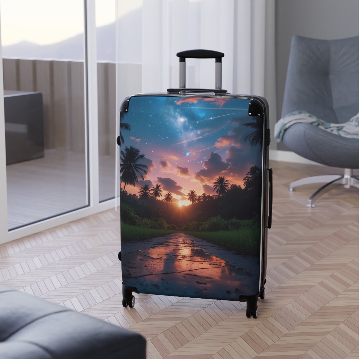 Sunset In Paradise Suitcase - Stylish Travel Luggage with Tropical Design