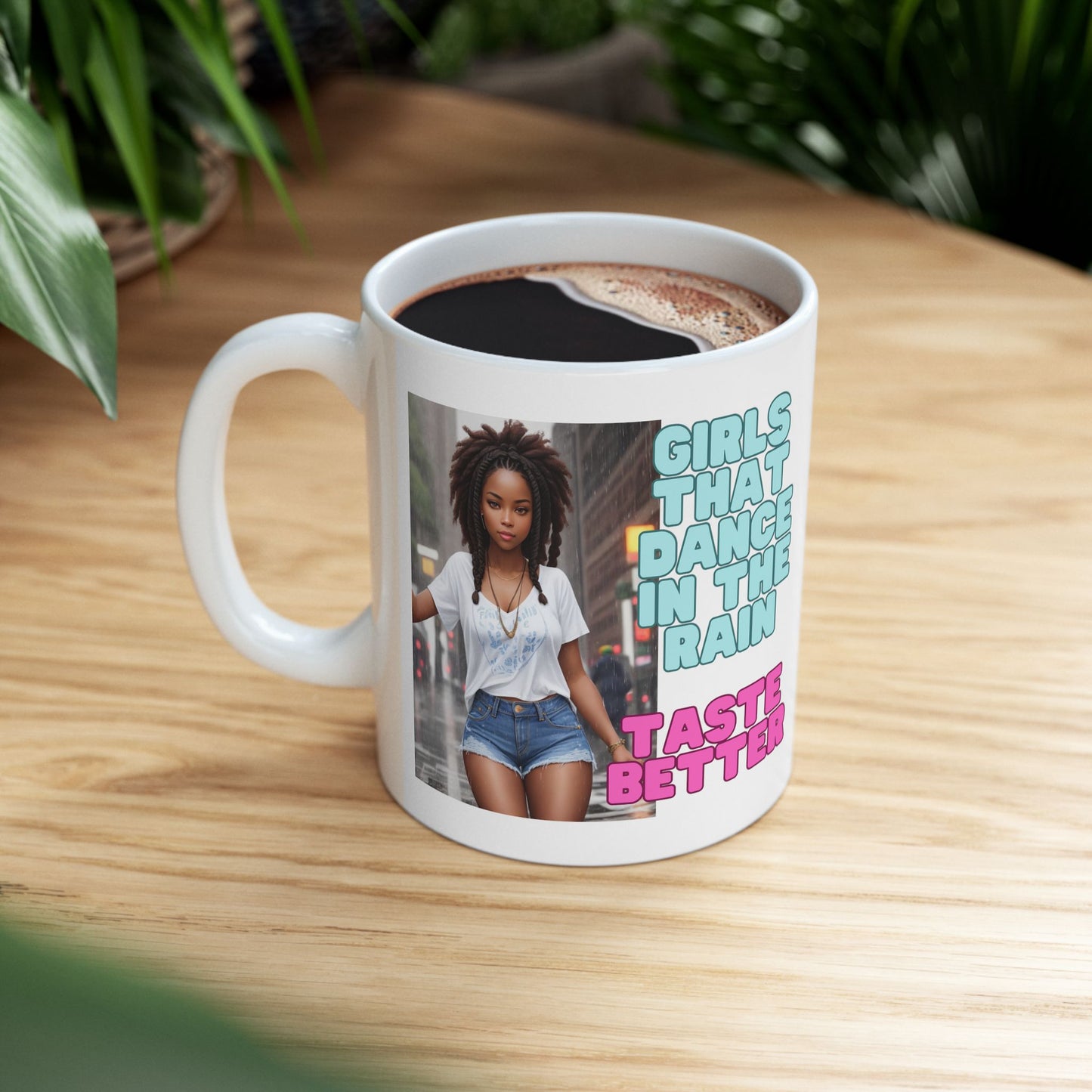 Rain Girl | Afrocentric | HD Graphic | Beautiful | Fantasy Girl | Nature Lovers | Coffee | Tea | Hot Chocolate | Ceramic Mug | 11oz