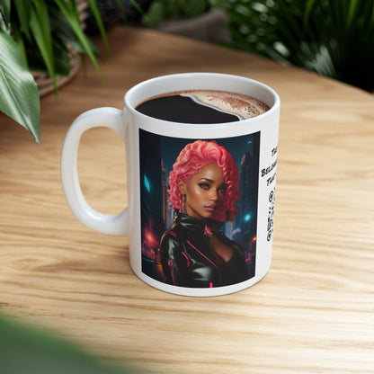 Pink Panthress | Anime Gift | Fantasy Girl | City Lights | Sci Fi | Futuristic | HD Graphics | Coffee | Tea | Hot Chocolate | Ceramic Mug | 11oz