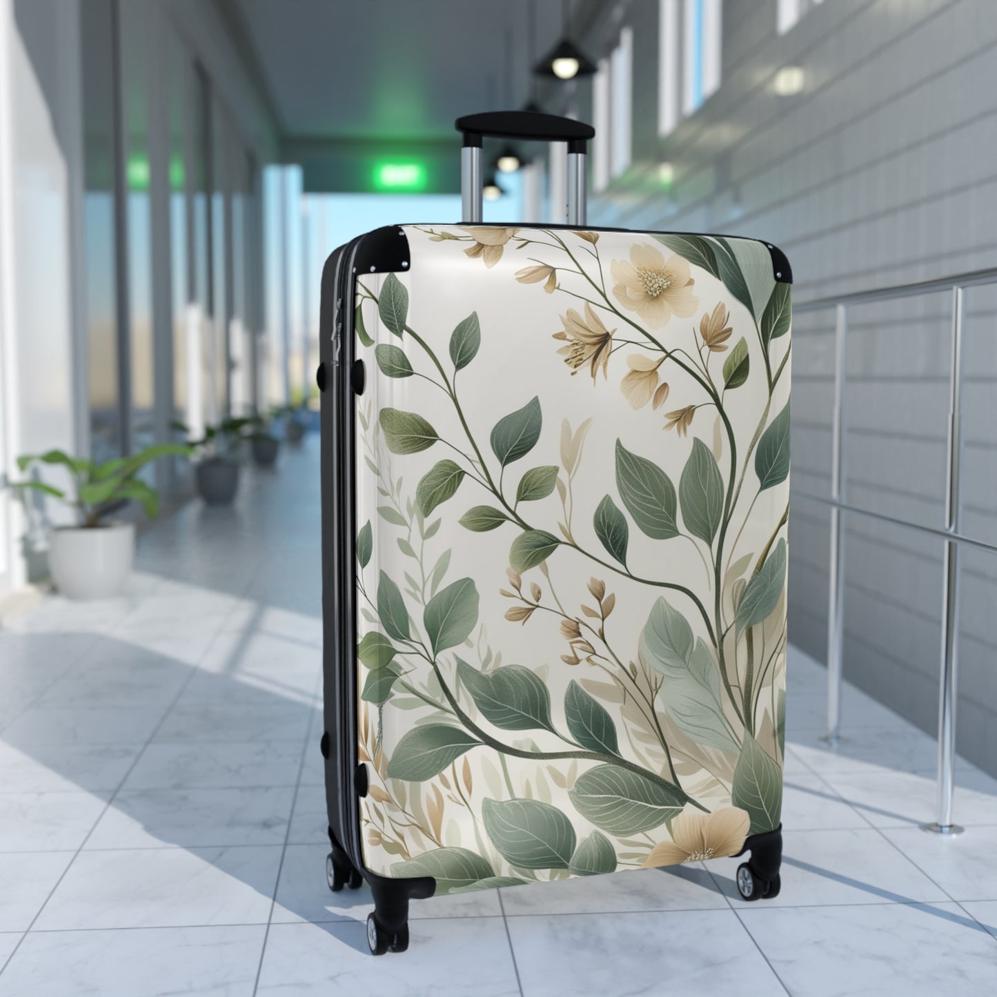 Botanical Print Suitcase for Travel Enthusiasts - Perfect for Vacations & Getaways