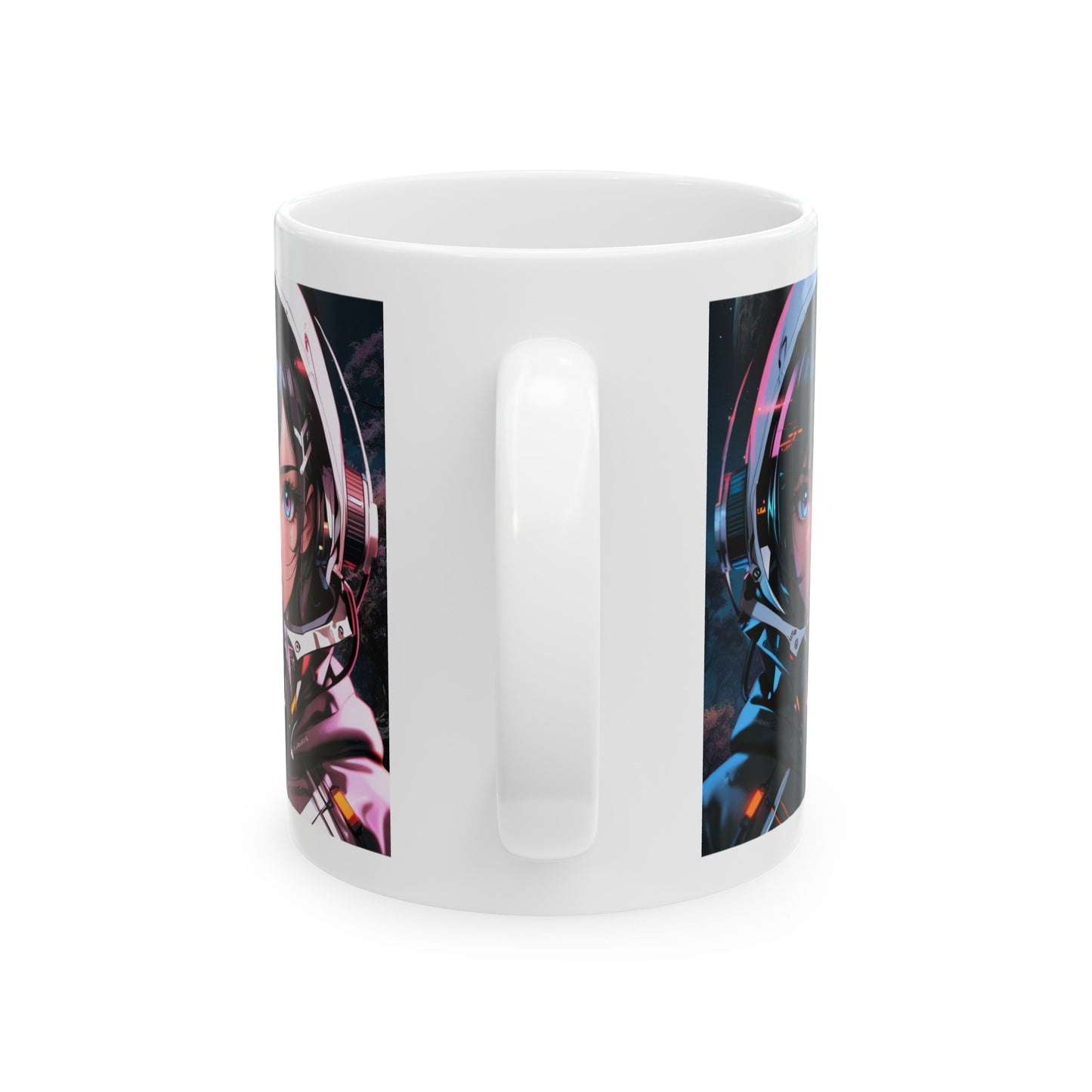 Starlit Stunner | HD Graphic | Sci-Fi | Anime | Woman Astronaut |  Coffee | Tea | Hot Chocolate | 11oz | White Mug