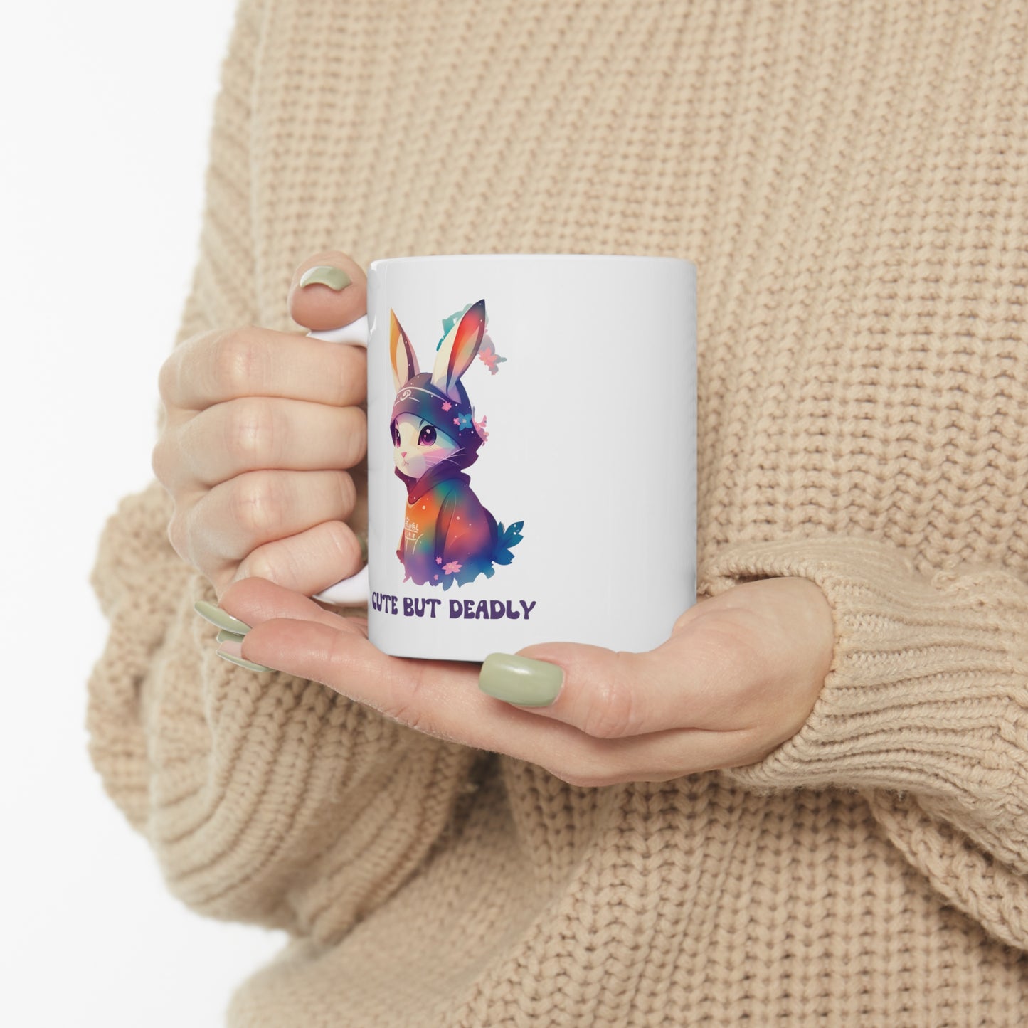 Cute But Deadly | Bunny Warrior | Cartoon | Rabbit | Usagi Yojimbo | Coffee | Tea | Hot Chocolate | Ceramic Mug | 11oz