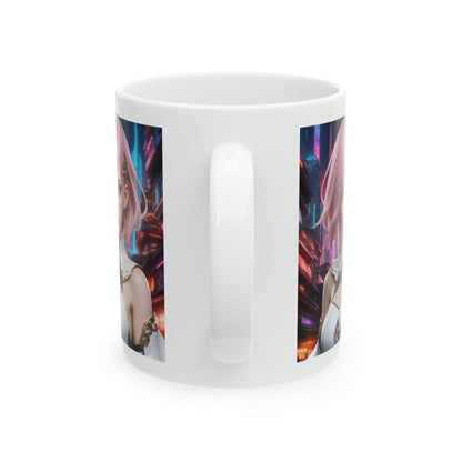 Kawaii Desu | Cute | Anime | CGI | Gamer | Fantasy Girl | Geek Gift | HD Graphics | Weeb | Waifu | Coffee | Tea | Hot Chocolate | Ceramic Mug | 11oz