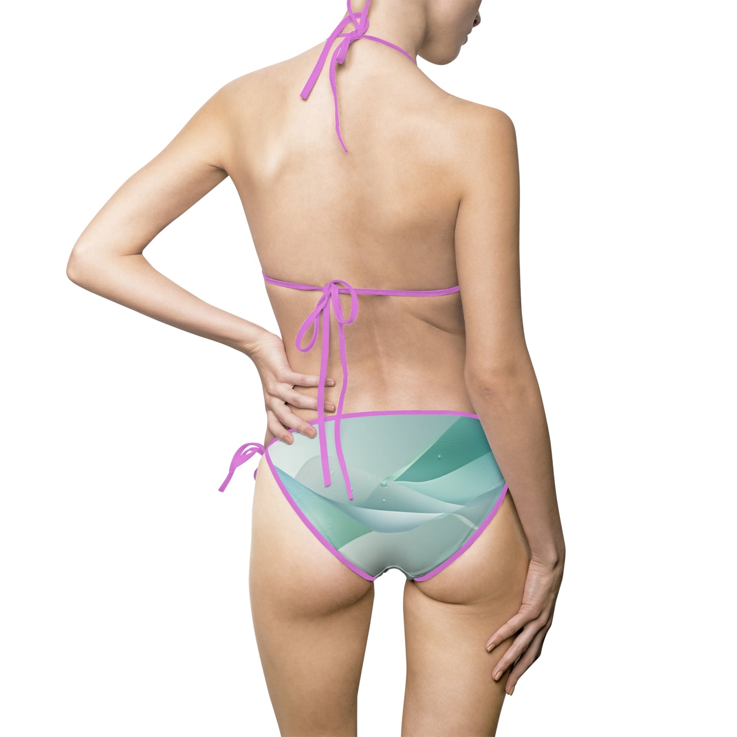 Aqua Wave Design Women's Bikini Swimsuit - Perfect for Beach Days and Summer Vacations