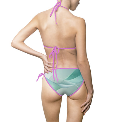 Aqua Wave Design Women's Bikini Swimsuit - Perfect for Beach Days and Summer Vacations