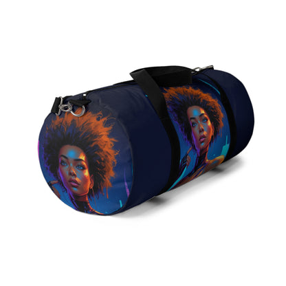 Artistic Duffel Bag with Afro Woman Design- Stylish Gym & Travel Tote for Fitness Lovers
