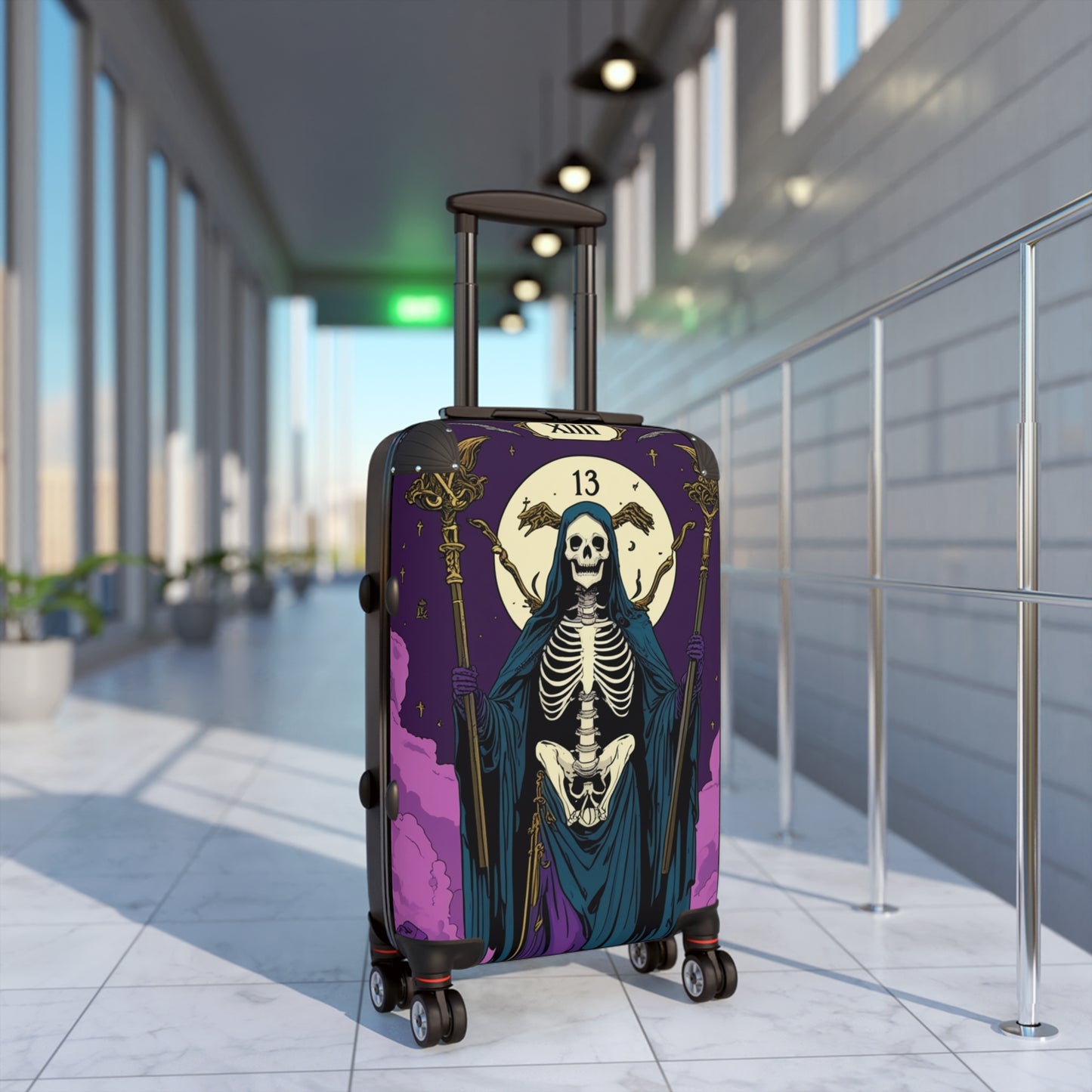 Gothic Skeleton Suitcase with Mystical Design - Travel in Style