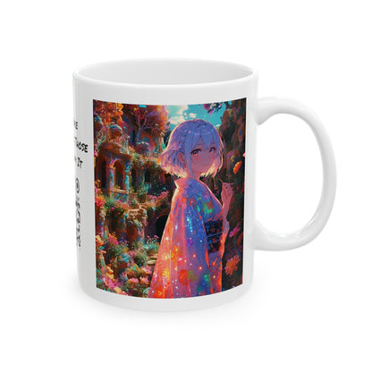 Floral Visions | HD Graphic| Anime | Pretty Girl | Coffee | Tea | Hot Chocolate | 11oz | White Mug